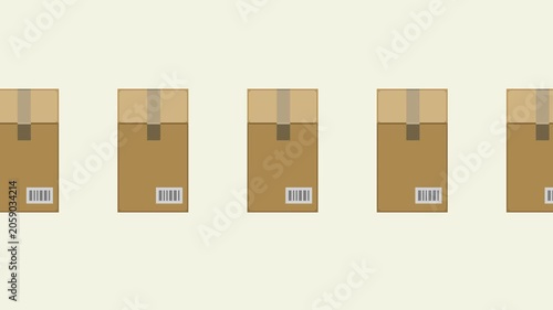Video of cardboard boxes moving sideways Tall cardboard boxes with barcodes (you can Loop)