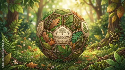 Nature Inspired Eco Soccer Ball Made of Leaves and Forest Elements