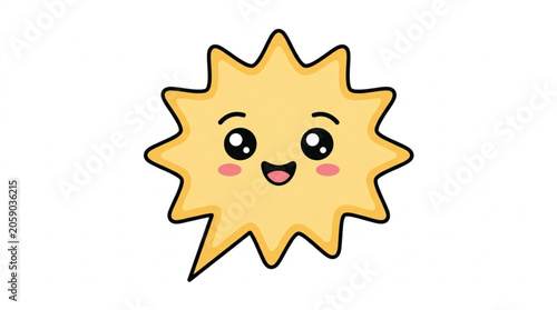 Photos Cute cartoon sun with happy face and rosy cheeks.