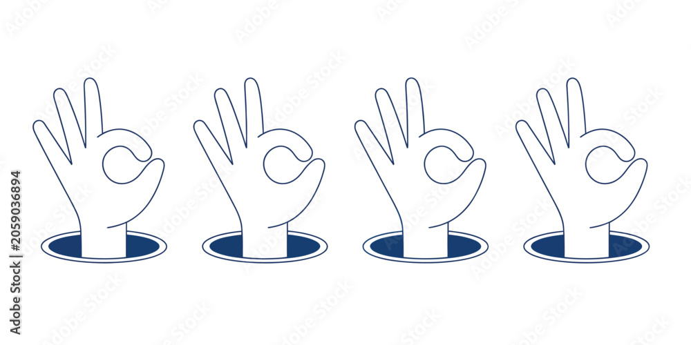Fototapeta premium Hand drawn OK hand gesture doodle vector illustration representing agreement, approval, teamwork, cooperation, success, and positive communication in sketch style design