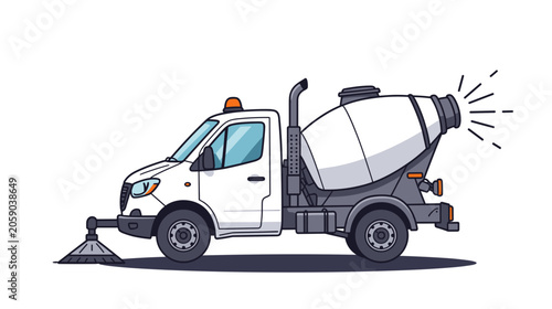 Concrete mixer truck illustration in a modern style  