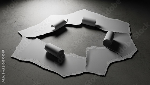 Torn Paper Revealing Textured Surface with Shadows
