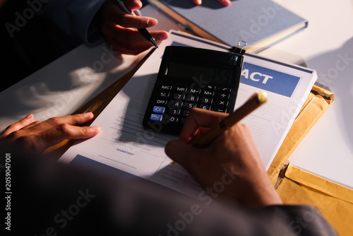 Fotografie Consultation and conference of professional businesswoman and Male lawyers working and discussion having at law firm in office