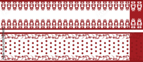Quadro su tela saree design illustration, puja saree, white saree red border