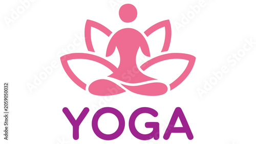 Yoga Logo Featuring a Lotus Flower and a Person in a Meditative Pose Featuring Meditation, Wellness, Relaxation with Peace and Spirituality Elements