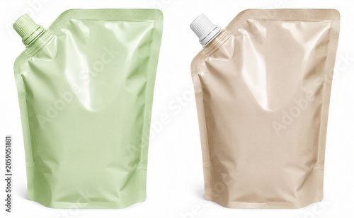 Colored doypacks isolated on white background