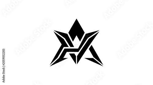 Black stylized metal star vector logo