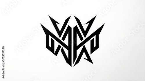 Black stylized metal logo with sharp edges