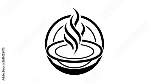 Flame in a bowl with circular border design