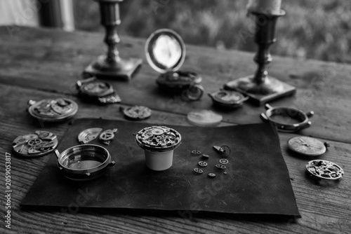 Vintage watchmaker's workshop, watch repair, repair shop