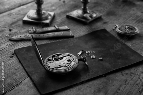 Vintage watchmaker's workshop, watch repair, repair shop