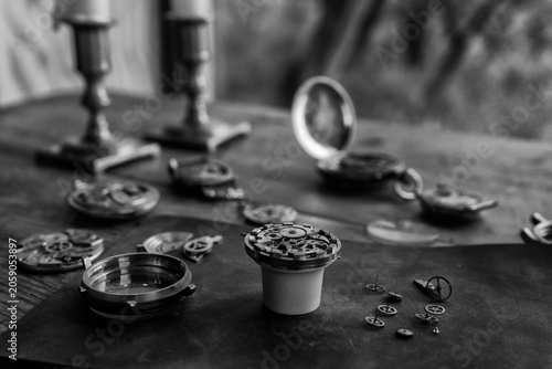 Vintage watchmaker's workshop, watch repair, repair shop