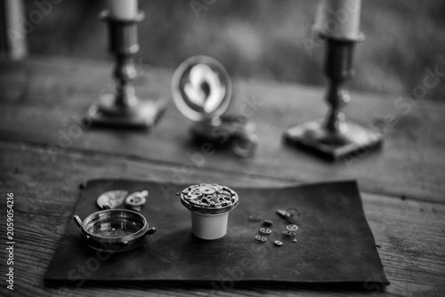 Vintage watchmaker's workshop, watch repair, repair shop