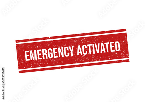 Fotografija Red emergency activated rubber stamp style vector illustration