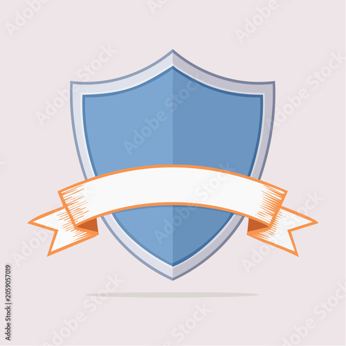 Blue Shield with Ribbon Banner
