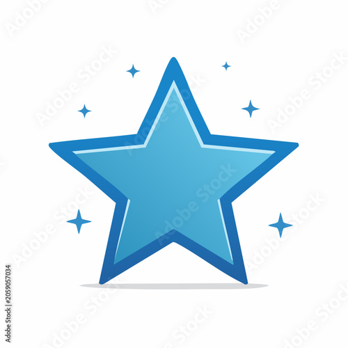 Blue Star Icon with Sparkles