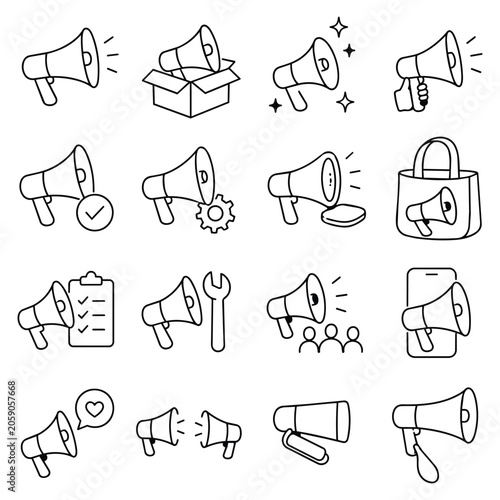 Foto Megaphone Marketing Icon Set