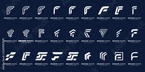 Set of collection initial letter F technology accounting business logo design