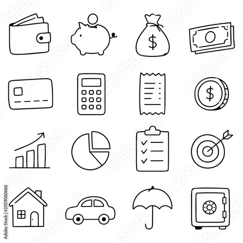 Фотография Hand Drawn Finance Icon Set