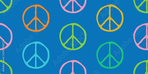 Obraz na plátne Vector seamless pattern of peace symbol