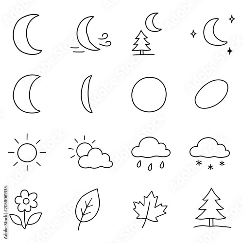 Фотография Weather and Nature Line Icon Set