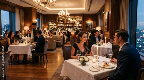 Elegant Fine Dining Restaurant Interior with Premium Table Setting