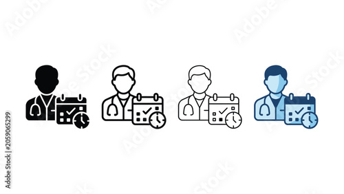 Foto Medical appointment scheduling concept represented by a doctor figure alongside
