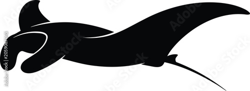 Fotografia Black silhouette of a devilish creature with bat wings standing