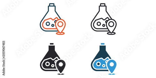 position icons outline and Flat Style,transparent background