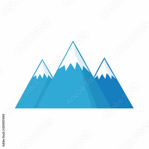 Stylized Blue Mountains with Snow-Capped Peaks