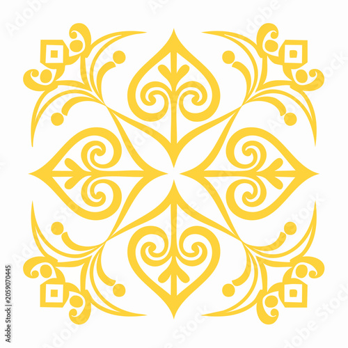 Yellow Floral Swirl Pattern