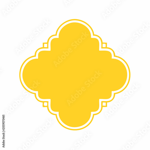 Yellow Quatrefoil Shape with White Outline