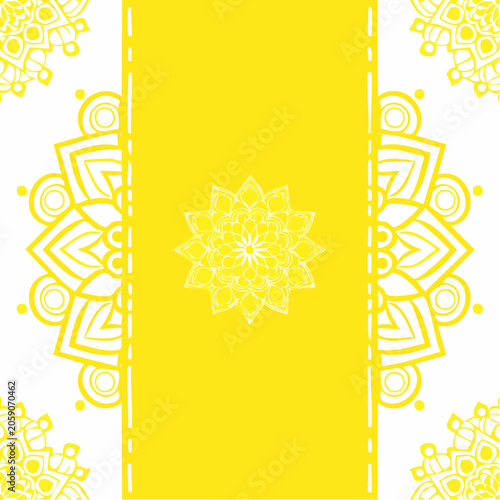 Yellow Mandala Design with White Background