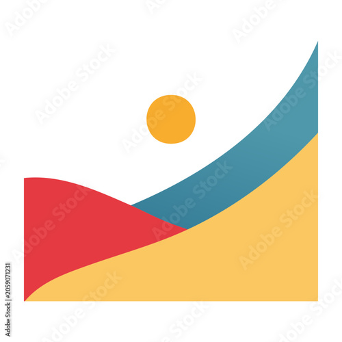 Flat design sunset landscape icon