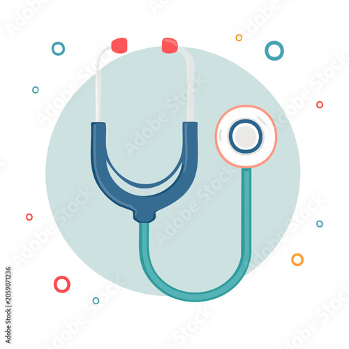 Flat design stethoscope illustration on light background