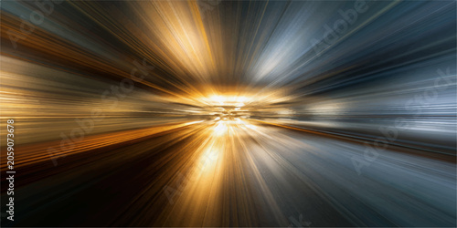 Canvastavla Speed motion blur abstract highway sunset with bright light rays fast travel lan