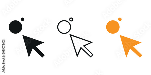Mouse cursor arrow icons set with digital click and target symbols
