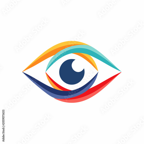 Abstract Eye Logo with Colorful Swirls