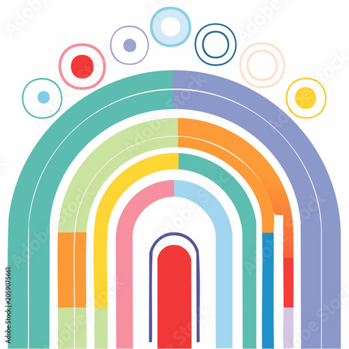 Abstract Rainbow Arch with Circles