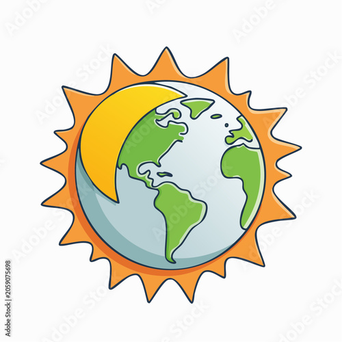 Cartoon Earth with Sun