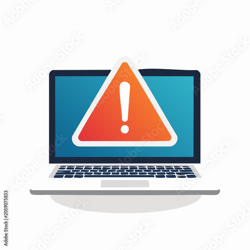 Laptop with Warning Sign on Screen