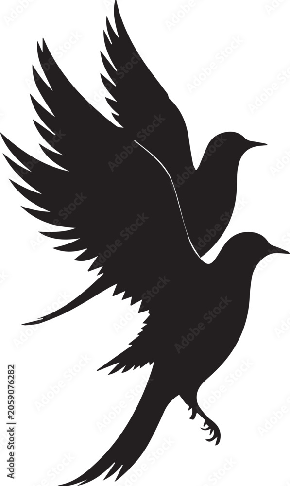 Fototapeta premium Elegant silhouette of flying birds creating dynamic aerial formation