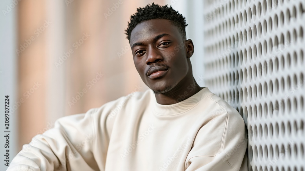 Obraz premium Neurodiversity Workplace Young Ghanaian Man In Soft Light
