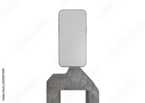 Smartphone Display Mockup on Concrete Stand