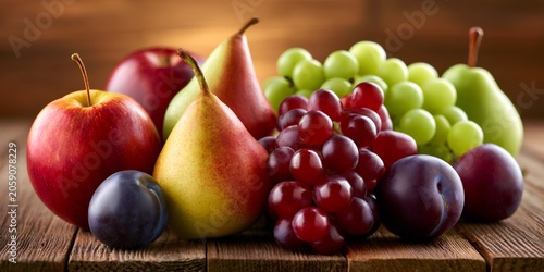Assorted fresh fruit creating a healthy harvest composition