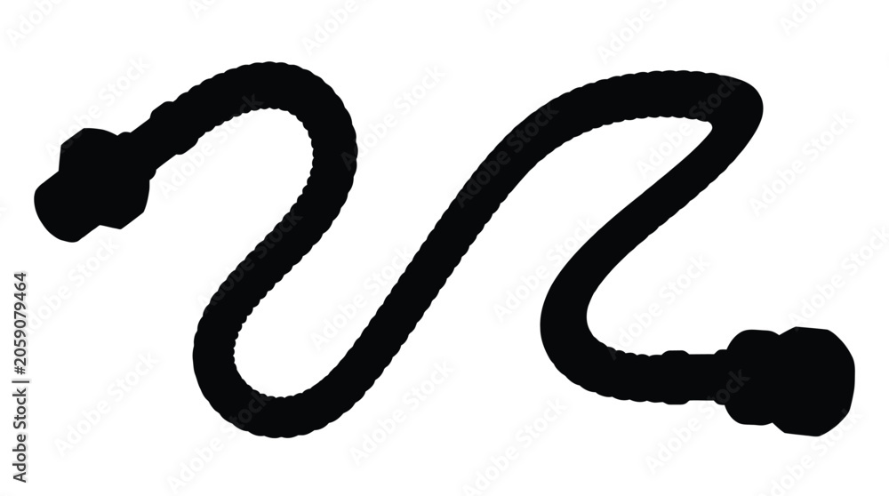 Fototapeta premium Coiled rope with knotted ends black silhouette