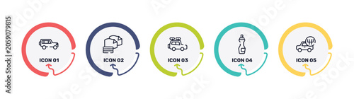 Fotografía car service outline icon set featuring 4x4, microfiber, travel baggage, insect repellent icons