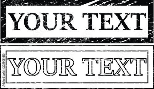Black and white text box templates with grunge effect for custom text