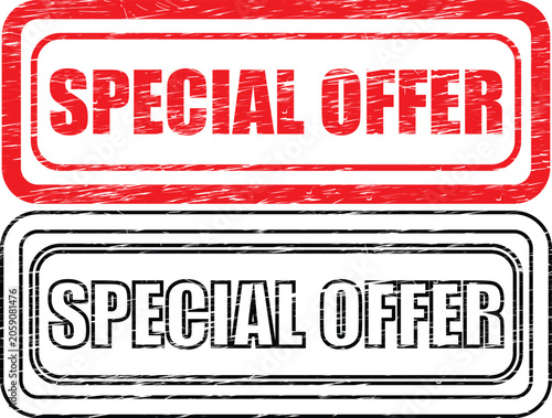 Special offer red and black stamps on white background