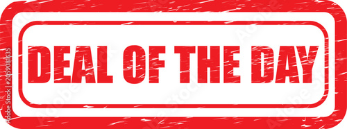 Red deal of the day stamp on white background